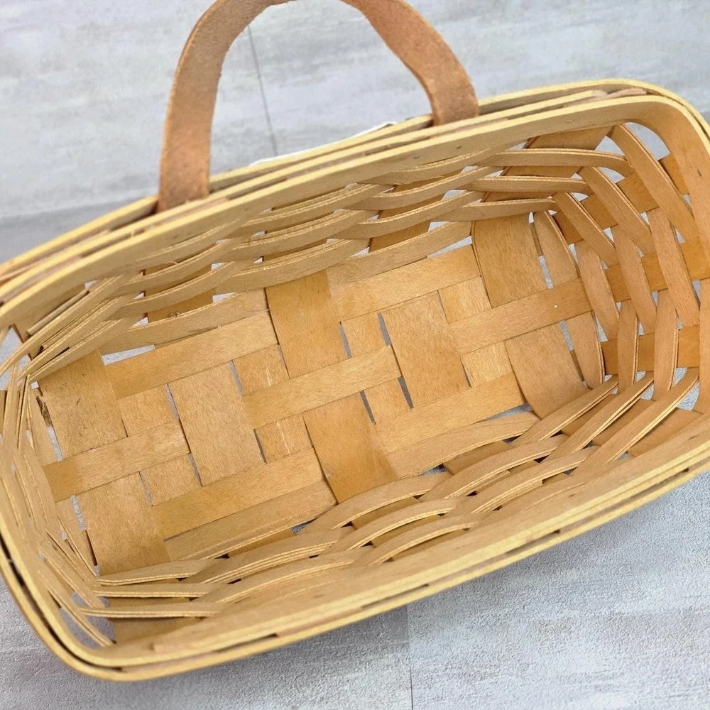 Longaberger Hanging Basket Leather Handle Wall Medium - Signed-9